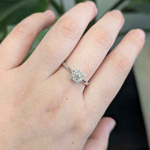 Natural Diamonds Ring in 14K Solid Gold | Engagement Ring | Fine Jewelry - Picture 3 of 9